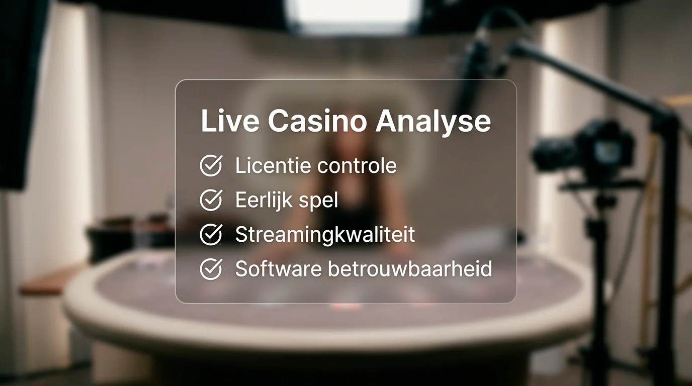 Live casinotafel als neutrale illustratie met checklist zonder logo's of herkenbare personen