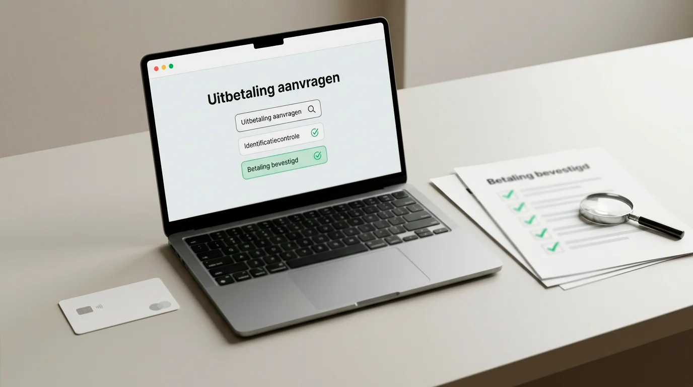 Proces van opnameverzoek, verificatie en bankbetaling bij een online casino